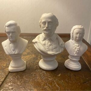 Classic White Brisque Parian  Bust Sculptures Set